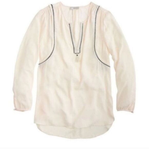 J. Crew split neck tassel trim popover - Picture 1 of 11